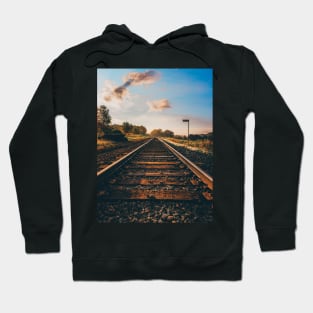 Sunrise Reflections: Finding Direction Along Life's Tracks V2 Hoodie